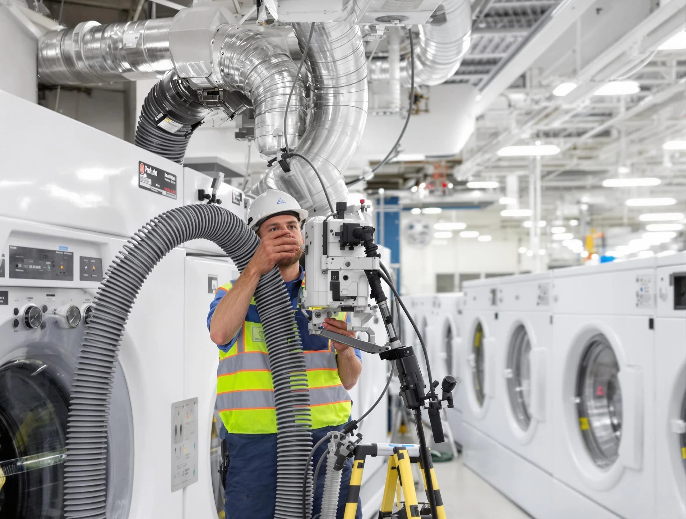 Bridgewater Dryer Vent Cleaning team performing commercial-grade dryer vent cleaning at a business facility in Bridgewater