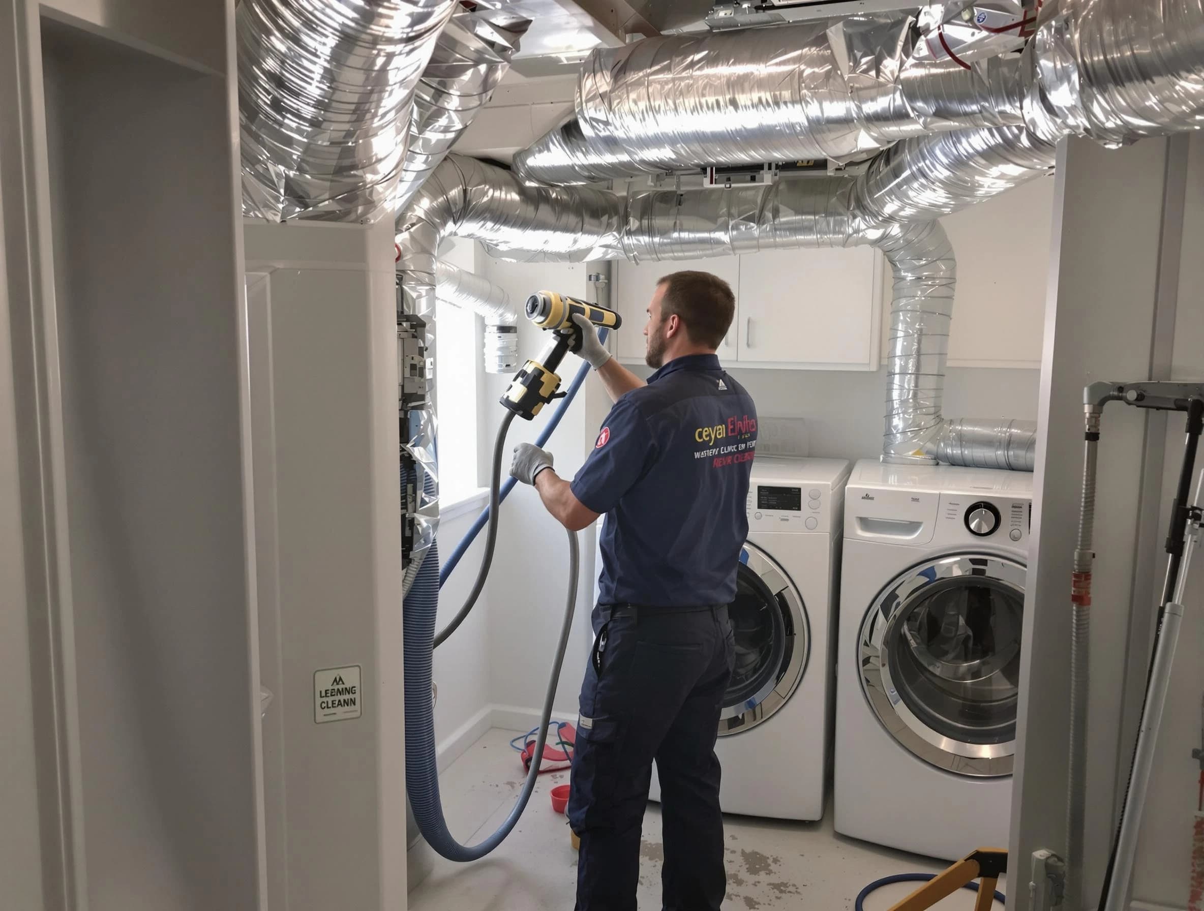 Bridgewater Dryer Vent Cleaning specialist using advanced equipment for thorough duct cleaning in Bridgewater