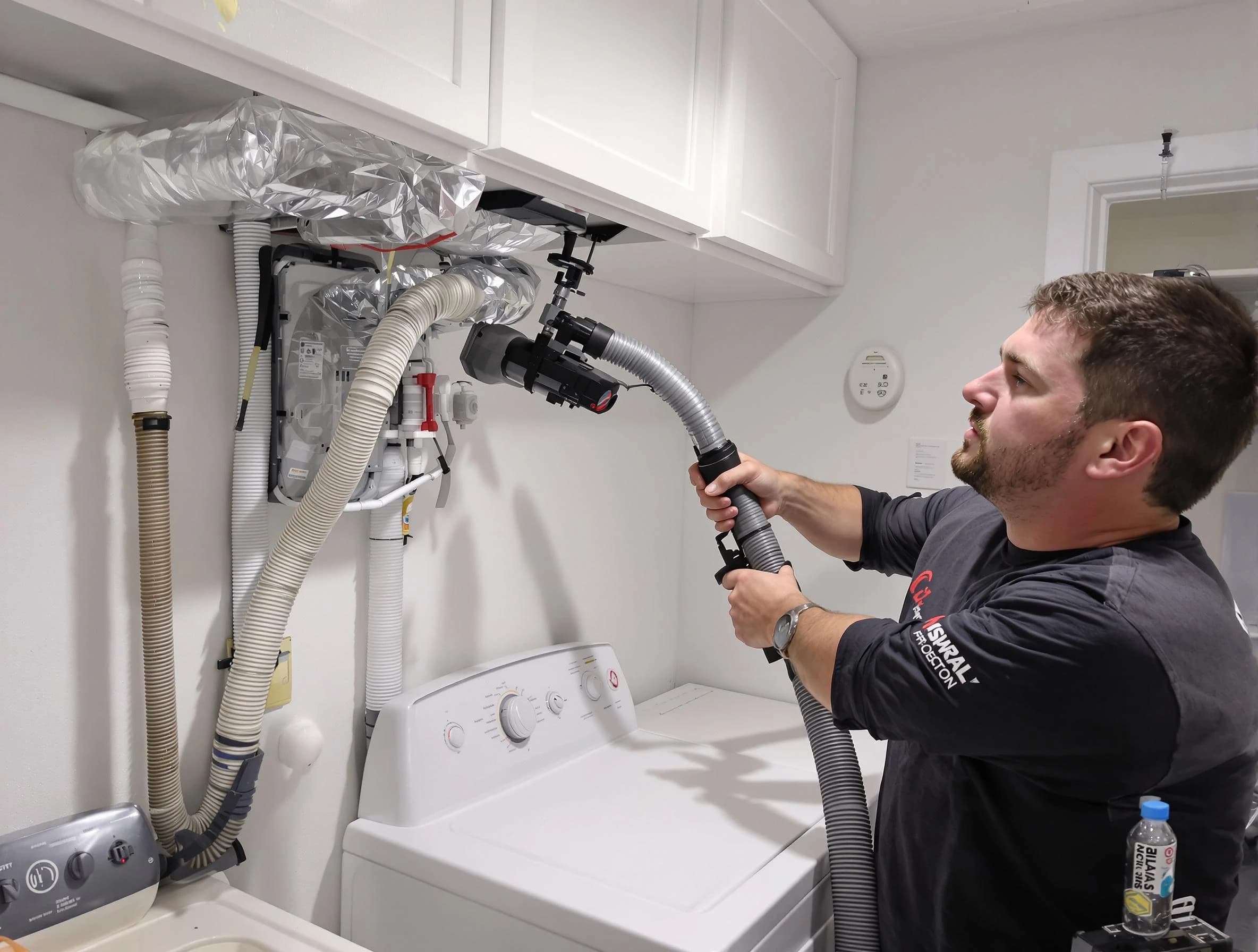 Bridgewater Dryer Vent Cleaning certified technician performing safety-focused gas dryer vent cleaning in Bridgewater