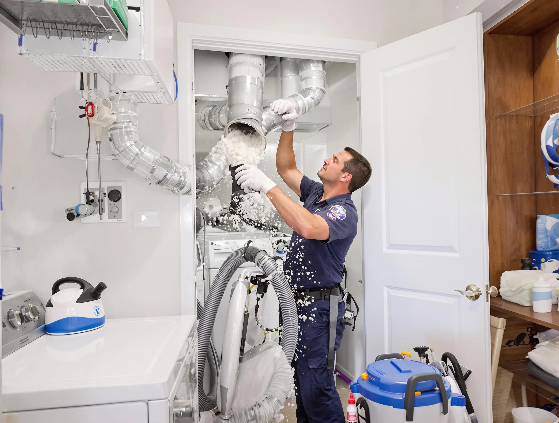 Bridgewater Dryer Vent Cleaning technician delivering thorough residential dryer vent cleaning service in Bridgewater