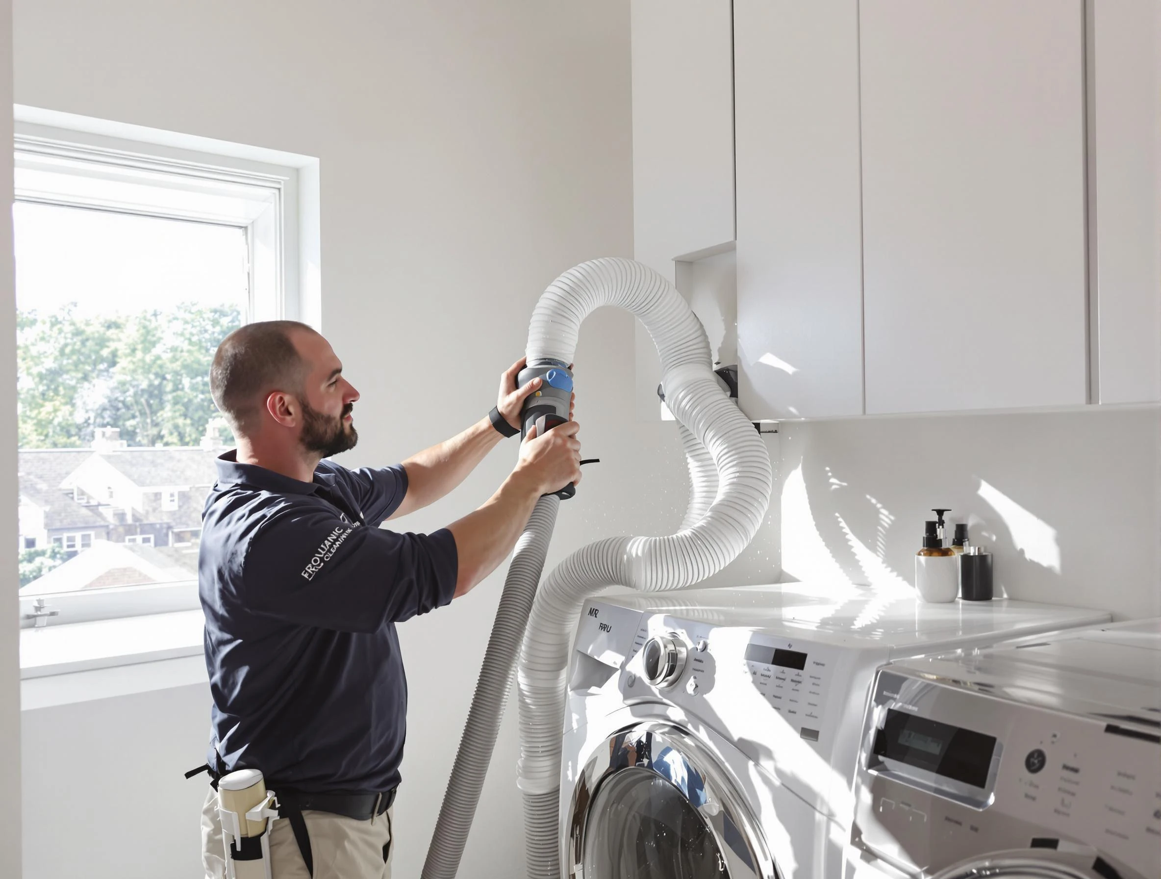 Certified Bridgewater Dryer Vent Cleaning technician performing dryer vent cleaning in Bridgewater